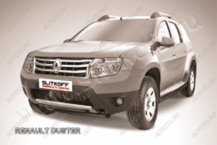 10 499 р. Защита переднего бампера d42+d42 двойная Slitkoff  Renault Duster  HS (2010-2015) дорестайлинг (нержавейка с полимерным покрытием в цвет черный)  с доставкой в г. Керчь