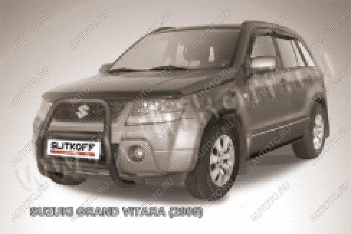 26 399 р. Защита переднего бампера кенгурятник d57 высокий Slitkoff  Suzuki Grand Vitara ( JT 5 дверей,  JT 3 двери) (2005-2008) дорестайлинг (нержавейка с полимерным покрытием в цвет черный)  с доставкой в г. Керчь