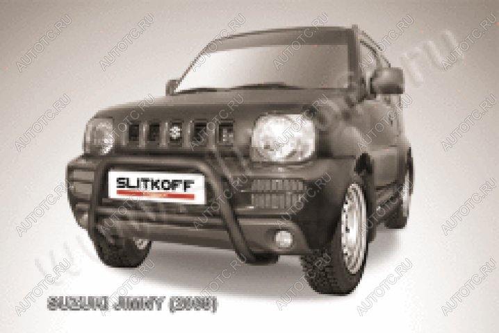 24 449 р. Защита переднего бампера кенгурятник d57 низкий Slitkoff  Suzuki Jimny  JB23/JB43 (1998-2018) дорестайлинг, 1-ый рестайлинг, 2-ой рестайлинг (нержавейка с полимерным покрытием в цвет черный)  с доставкой в г. Керчь