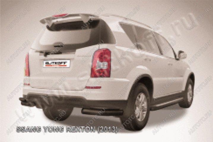 11 299 р. Защита заднего бампера уголки двойные d76+d42 Slitkoff  SSANGYONG Rexton  Y290 (2012-2017) (нержавейка с полимерным покрытием в цвет черный)  с доставкой в г. Керчь