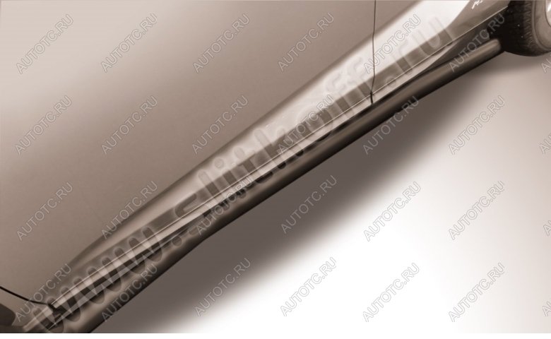 14 599 р. Защита порогов d57 с гибами Slitkoff  SSANGYONG Actyon Sport (2012-2025) (нержавейка с полимерным покрытием, цвет черный)  с доставкой в г. Керчь