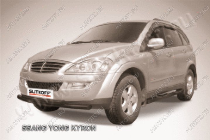 15 449 р. Защита переднего бампера d76+d57 двойная Slitkoff SSANGYONG Kyron рестайлинг (2007-2016) (нержавейка с полимерным покрытием в цвет черный)  с доставкой в г. Керчь