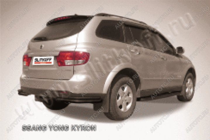 9 999 р. Защита заднего бампера уголки d57+d42 двойные Slitkoff  SSANGYONG Kyron (2007-2016) рестайлинг (нержавейка с полимерным покрытием в цвет черный)  с доставкой в г. Керчь