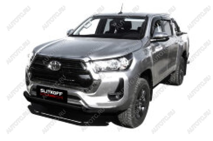 22 699 р. Защита переднего бампера d76+d57 двойная Slitkoff  Toyota Hilux  AN120 (2020-2025) 2-ой рестайлинг (нержавейка с полимерным покрытием в цвет черный)  с доставкой в г. Керчь