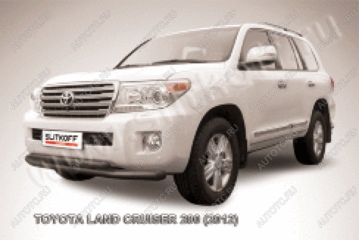 21 349 р. Защита переднего бампера d76+d57 двойная Slitkoff  Toyota Land Cruiser  200 (2012-2015) 1-ый рестайлинг (нержавейка с полимерным покрытием в цвет черный)  с доставкой в г. Керчь