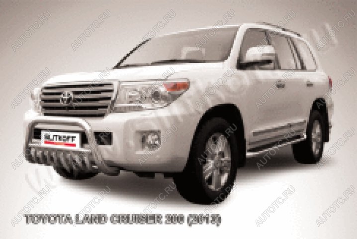 46 999 р. Защита переднего бампера кенгурятник d76 низкий с ЗК Slitkoff  Toyota Land Cruiser  200 (2012-2015) 1-ый рестайлинг (нержавейка с полимерным покрытием в цвет черный)  с доставкой в г. Керчь