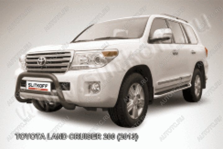 35 799 р. Защита переднего бампера кенгурятник d76 низкий Slitkoff  Toyota Land Cruiser  200 (2012-2015) 1-ый рестайлинг (нержавейка с полимерным покрытием в цвет черный)  с доставкой в г. Керчь