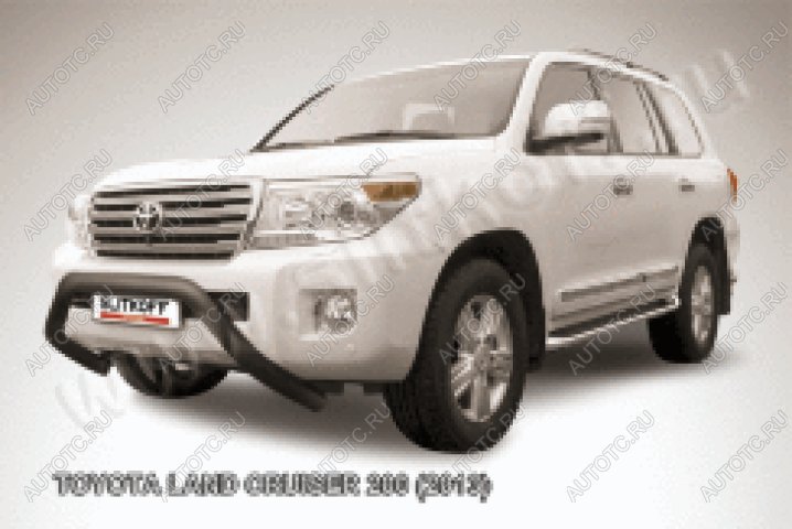 29 899 р. Защита переднего бампера кенгурятник d76 низкий мини Slitkoff  Toyota Land Cruiser  200 (2012-2015) 1-ый рестайлинг (нержавейка с полимерным покрытием в цвет черный)  с доставкой в г. Керчь