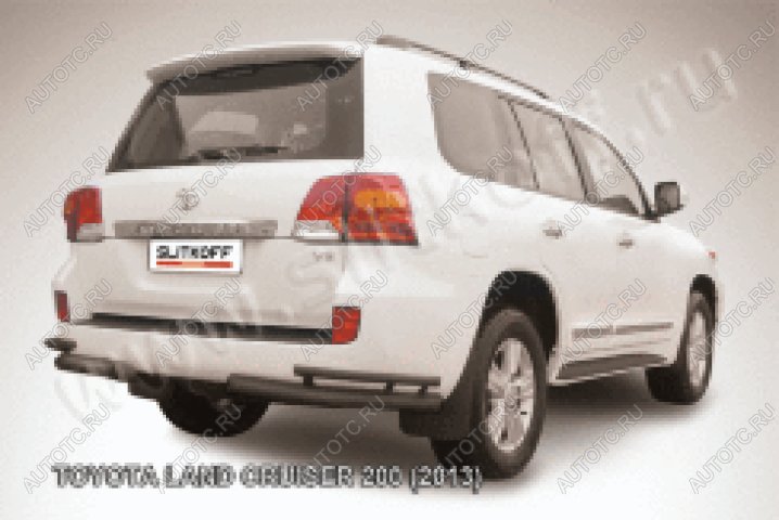16 899 р. Защита заднего бампера уголки двойные d76+d42 Slitkoff  Toyota Land Cruiser  200 (2012-2015) 1-ый рестайлинг (нержавейка с полимерным покрытием в цвет черный)  с доставкой в г. Керчь