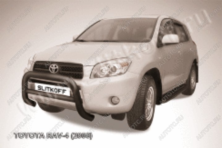29 899 р. Защита переднего бампера кенгурятник d76 низкий Slitkoff  Toyota RAV4  XA305 (2005-2009) 5 дв. дорестайлинг (нержавейка с полимерным покрытием в цвет черный)  с доставкой в г. Керчь