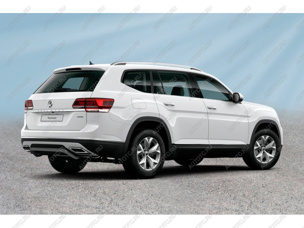 14 999 р. Защита заднего бампера d57 скоба Slitkoff  Volkswagen Teramont  CA1 (2016-2020) дорестайлинг (нержавейка с полимерным покрытием в цвет черный)  с доставкой в г. Керчь