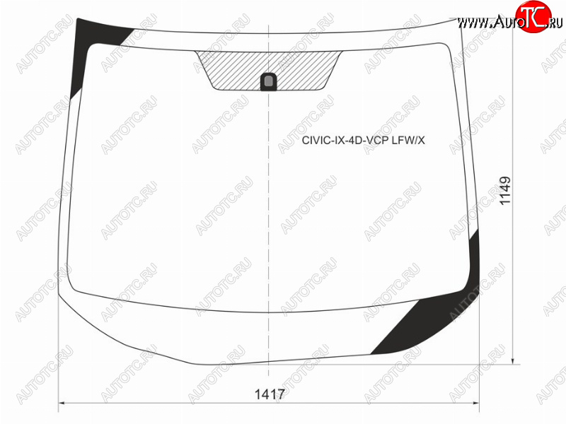 7 649 р. Стекло лобовое (4D SED) Honda Civic 11-17 XYG CIVIC-IX-4D-VCP LFW/X  с доставкой в г. Керчь