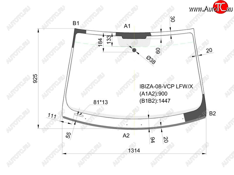 8 599 р. Стекло лобовое (Молдинг) SEAT Ibiza 08-17 XYG IBIZA-08-VCP LFW/X  с доставкой в г. Керчь