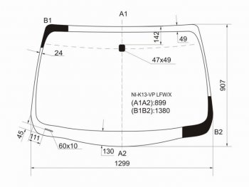 7 299 р. Стекло лобовое Nissan March 10-22  Micra 10-20 XYG NI-K13-VP LFW/X  с доставкой в г. Керчь. Увеличить фотографию 1