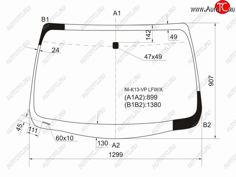 7 299 р. Стекло лобовое Nissan March 10-22  Micra 10-20 XYG NI-K13-VP LFW/X  с доставкой в г. Керчь