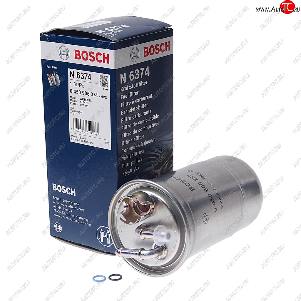 1 999 р. Фильтр топливный VW AUDI A4 (00-08) SKODA (1.9/2.0 TDI) FIAT Punto (94-99) (1.7 TD) BOSCH BOSCH 0450906374 BOSCH 0450906374  с доставкой в г. Керчь