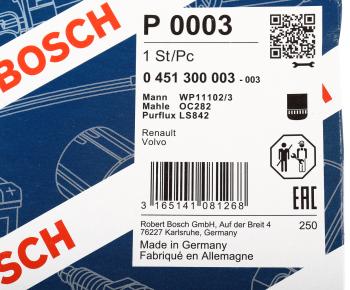 1 599 р. Фильтр масляный VOLVO 6FL,7FL,10FL,12F,12FH,12FL,16FL BOSCH BOSCH 0451300003  с доставкой в г. Керчь. Увеличить фотографию 4
