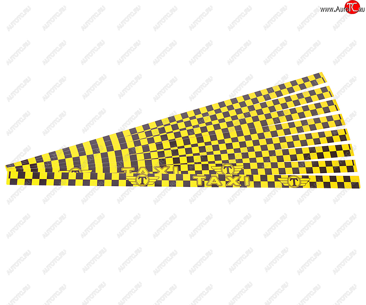 479 р. Наклейка-знак виниловая Taxi 4х100см желто-черная комплект (8шт.) AUTOSTICKERS AUTOSTICKERS 04557040462  с доставкой в г. Керчь