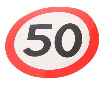 58 р. Наклейка-знак виниловая Ограничение скорости 50кмч круг, наружная d=16см AUTOSTICKERS AUTOSTICKERS 05024  с доставкой в г. Керчь. Увеличить фотографию 1