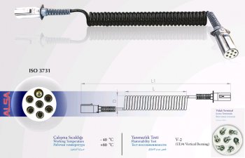 3 699 р. Кабель электрический прицепа S-type 6+1-полюсный L=4500мм металлические штекеры ALSA ALSA 05rf0102s45  с доставкой в г. Керчь. Увеличить фотографию 2