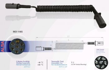 2 899 р. Кабель электрический прицепа N-type 7-полюсный L=4000мм пластиковые штекеры ALSA ALSA 05rf0103n40  с доставкой в г. Керчь. Увеличить фотографию 2