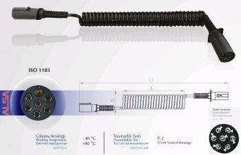3 779 р. Кабель электрический прицепа N-type 7-полюсный L=4500мм пластиковые штекеры ALSA ALSA 05rf0103n45  с доставкой в г. Керчь. Увеличить фотографию 2