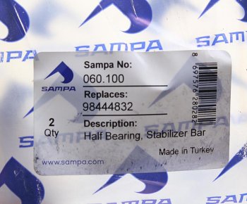 359 р. Втулка стабилизатора IVECO EuroTech,EuroCargo,Tector переднего (половинка) (62x92x7080мм) SAMPA SAMPA 060.100  с доставкой в г. Керчь. Увеличить фотографию 3