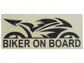 95 р. Наклейка виниловая вырезанная Biker on board  8х17см черная AUTOSTICKERS AUTOSTICKERS 067384  с доставкой в г. Керчь. Увеличить фотографию 1