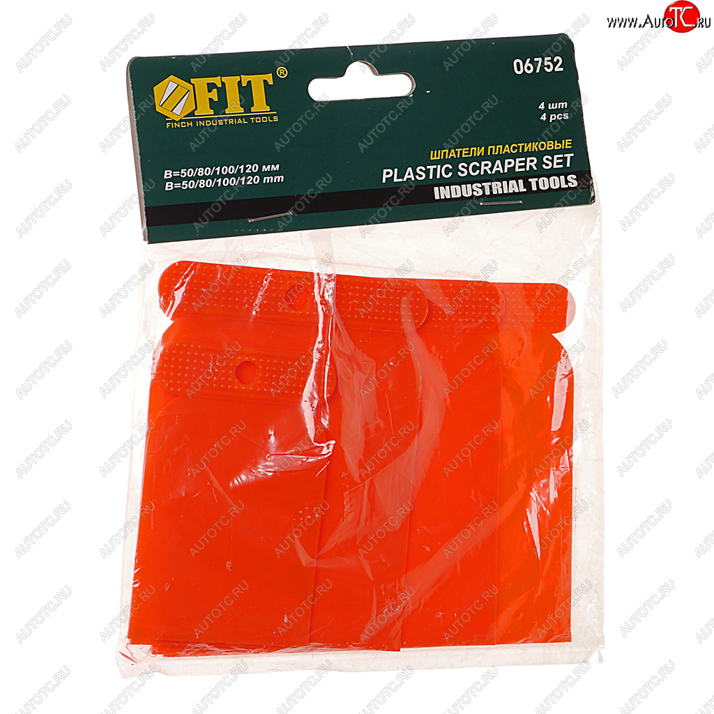 100 р. Набор шпателей 50-80-100-120мм пластик красный 4 предмета FIT FIT 06752  с доставкой в г. Керчь