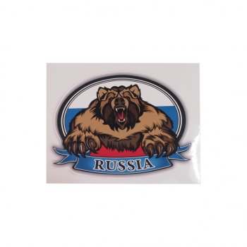 47 р. Наклейка-знак виниловая RUS-флаг медведь 10х14см (овал) в упаковке AUTOSTICKERS AUTOSTICKERS 06811062617  с доставкой в г. Керчь. Увеличить фотографию 1