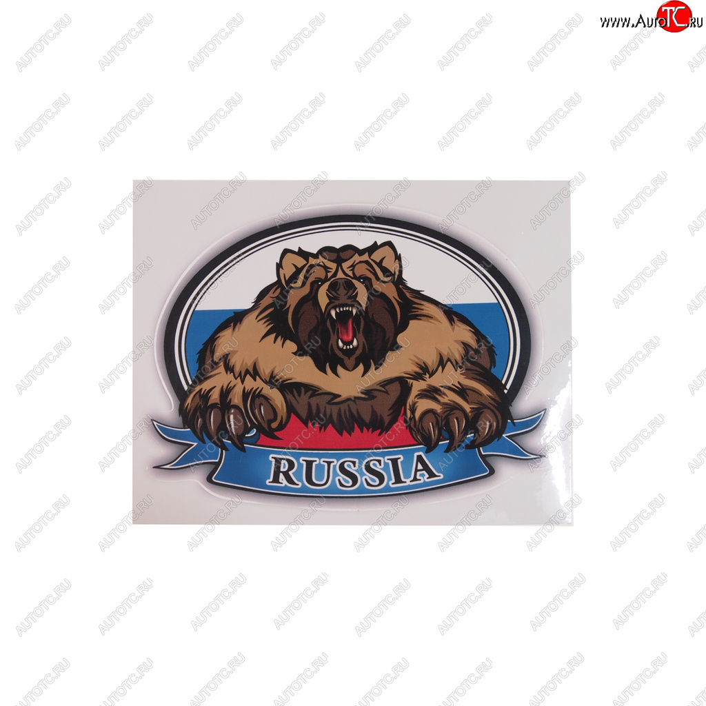 47 р. Наклейка-знак виниловая RUS-флаг медведь 10х14см (овал) в упаковке AUTOSTICKERS AUTOSTICKERS 06811062617  с доставкой в г. Керчь