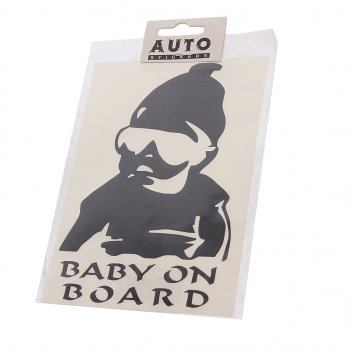 119 р. Наклейка виниловая вырезанная Baby on Board 12х17см черная AUTOSTICKERS AUTOSTICKERS 07555  с доставкой в г. Керчь. Увеличить фотографию 1