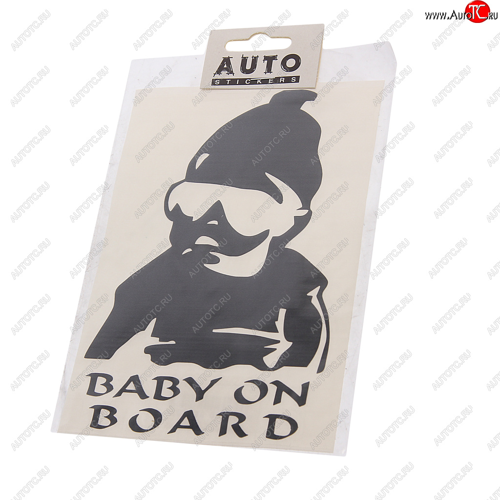 119 р. Наклейка виниловая вырезанная Baby on Board 12х17см черная AUTOSTICKERS AUTOSTICKERS 07555  с доставкой в г. Керчь