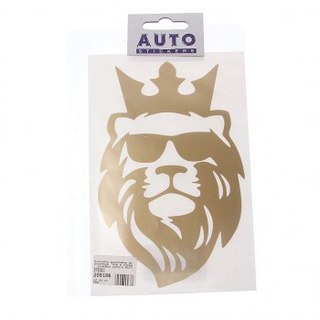 95 р. Наклейка виниловая вырезанная Лев в очках 11х16см золото AUTOSTICKERS AUTOSTICKERS 079363  с доставкой в г. Керчь. Увеличить фотографию 1