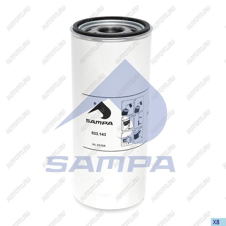 1 239 р. Фильтр масляный VOLVO 6FL,7FL,10FL,12F,12FH,12FL,16FL SAMPA SAMPA 033.143-01  с доставкой в г. Керчь