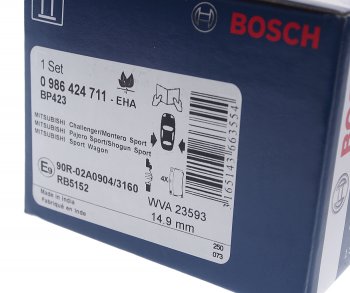 2 289 р. Колодки тормозные задние (4шт.) BOSCH Mitsubishi Montero Sport PA рестайлинг (2000-2008)  с доставкой в г. Керчь. Увеличить фотографию 3