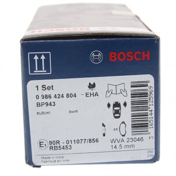 2 299 р. Колодки тормозные передние (4шт.) BOSCH Suzuki Swift ZC дорестайлинг, хэтчбэк 5 дв. (2003-2008)  с доставкой в г. Керчь. Увеличить фотографию 4