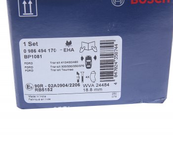 4 549 р. Колодки тормозные передние с датчиком (4шт.) BOSCH Ford Transit цельнометаллический фургон (2006-2014)  с доставкой в г. Керчь. Увеличить фотографию 4