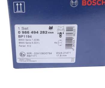 3 299 р. Колодки тормозные передние (4шт.) BOSCH BMW 7 серия E38 дорестайлинг, седан (1994-1998)  с доставкой в г. Керчь. Увеличить фотографию 4