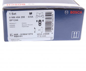 3 089 р. Колодки тормозные передние R17 (4шт.) BOSCH Nissan Pathfinder R52 дорестайлинг (2012-2017)  с доставкой в г. Керчь. Увеличить фотографию 4