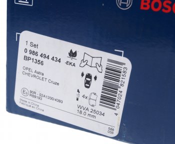 3 599 р. Колодки тормозные передние (4шт.) BOSCH Opel Astra J хэтчбек 5 дв.  рестайлинг (2012-2017)  с доставкой в г. Керчь. Увеличить фотографию 2