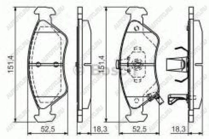 1 279 р. Колодки тормозные передние (4шт.) BOSCH KIA Clarus K9A седан рестайлинг (1998-2001)  с доставкой в г. Керчь
