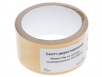 131 р. Скотч двухсторонний 48ммх10м на основе полипропилена TECHROLL TECHROLL 099107485014  с доставкой в г. Керчь. Увеличить фотографию 1