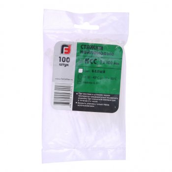 62 р. Хомут-стяжка 100х3.0 пластик белый (100шт.) FORTISFLEX FORTISFLEX 1003100  с доставкой в г. Керчь. Увеличить фотографию 1