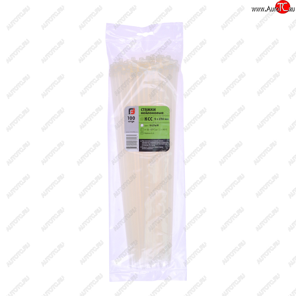 379 р. Хомут-стяжка 350х5.0 пластик белый (100шт.) FORTISFLEX FORTISFLEX 1005350  с доставкой в г. Керчь