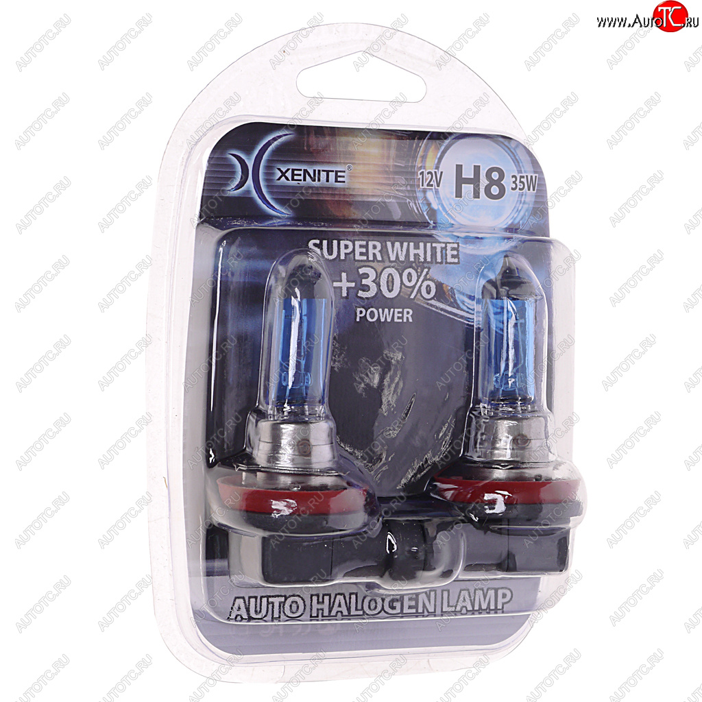 589 р. Лампа 12V H8 35W PGJ19-1 +30% 4000К блистер (2шт.) Super White XENITE XENITE 1007047  с доставкой в г. Керчь