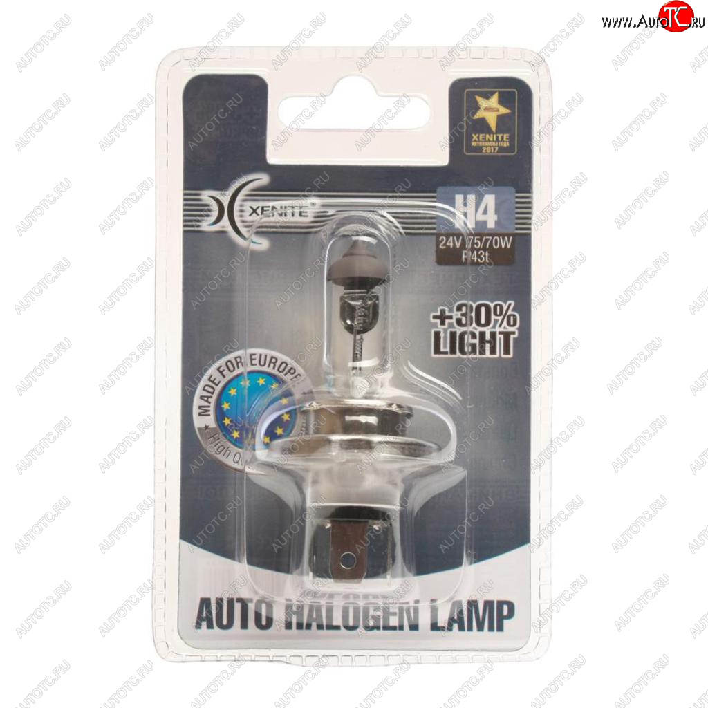 299 р. Лампа 24V H4 7570W P43t +30% 3200К блистер (1шт.) XENITE XENITE 1007136  с доставкой в г. Керчь