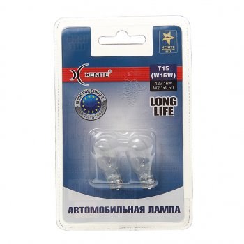 116 р. Лампа 12V W16W W2.1x9.5d блистер (2шт.) Long Life XENITE XENITE 1007152  с доставкой в г. Керчь. Увеличить фотографию 1