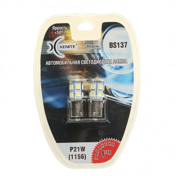 419 р. Лампа светодиодная 12V P21W 2.4W BA15S блистер (2шт.) XENITE XENITE 1009237  с доставкой в г. Керчь. Увеличить фотографию 1