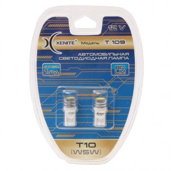 258 р. Лампа светодиодная 12V W5W T10W W2.1х9.5d бесцокольная блистер (2шт.) XENITE XENITE 1009272  с доставкой в г. Керчь. Увеличить фотографию 1